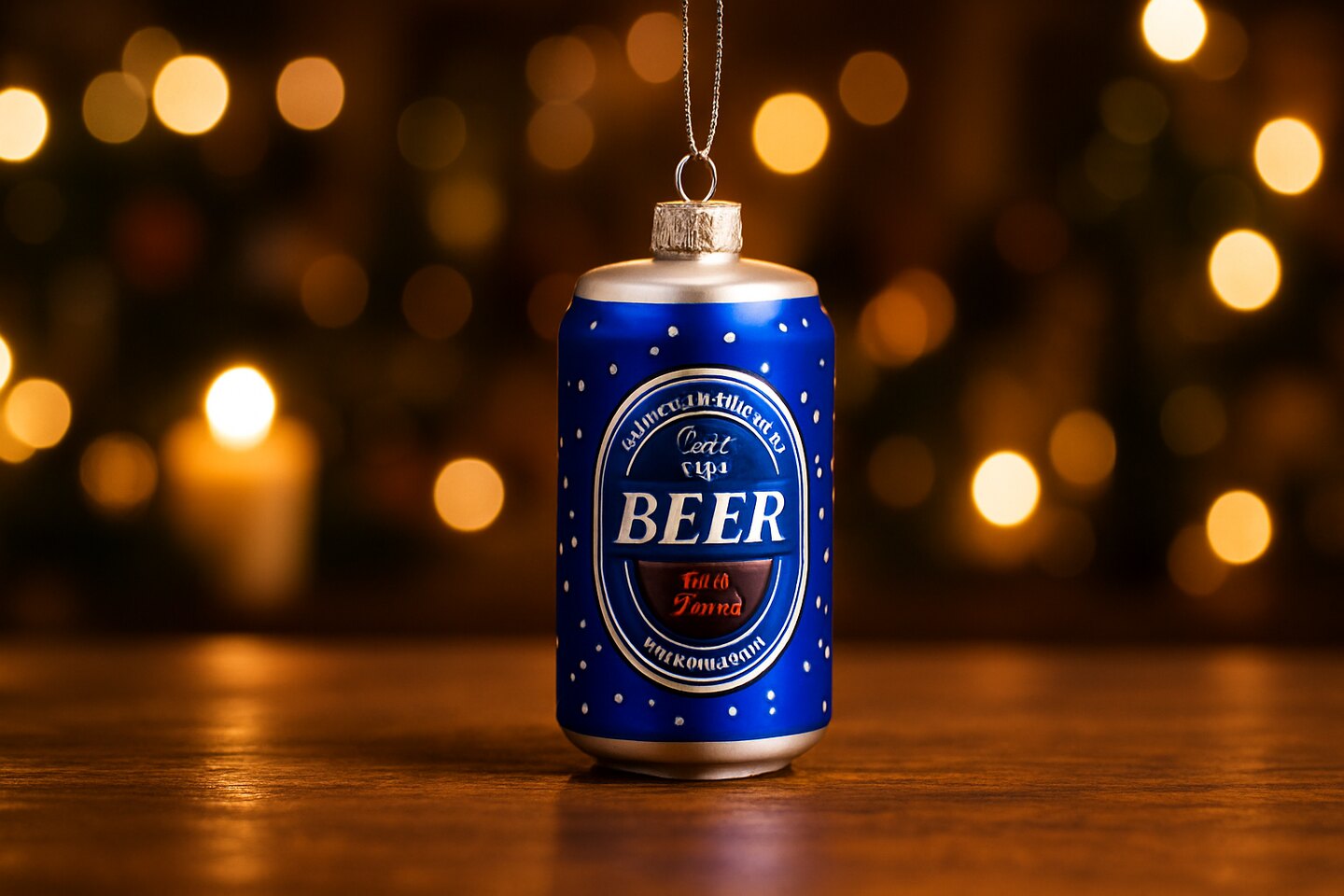 Kerstbal in de vorm van een bierblikje
